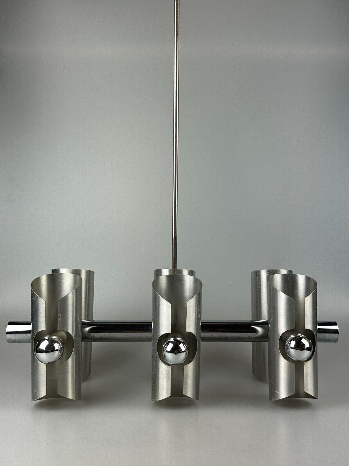 Européen Lustre Spoutnik à 6 lumières en métal et chrome, design de l'ère spatiale, années 60/70 en vente