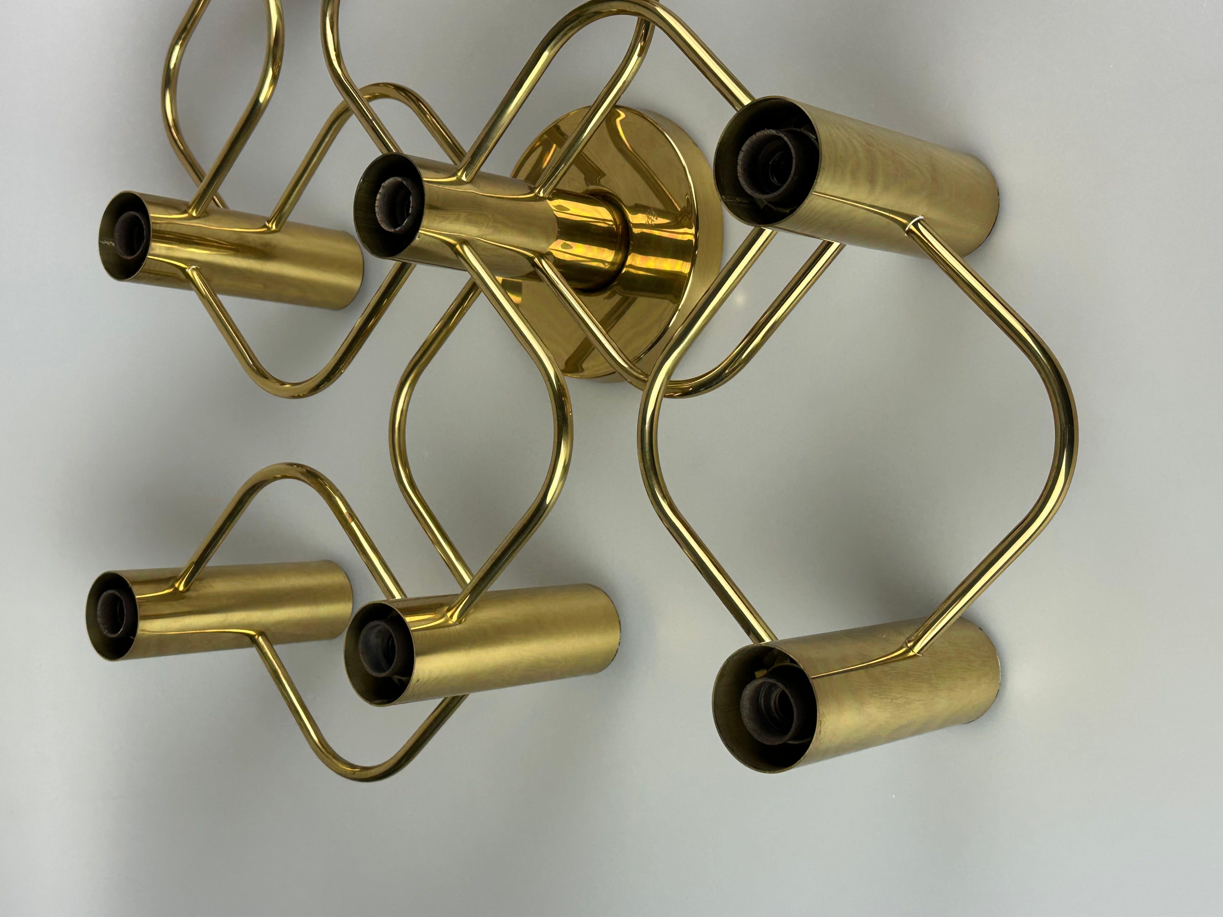 Lampada da soffitto a 9 lampadine degli anni '60-'70 di Leola Leuchten, in ottone. In condizioni buone in vendita a Neuenkirchen, NI