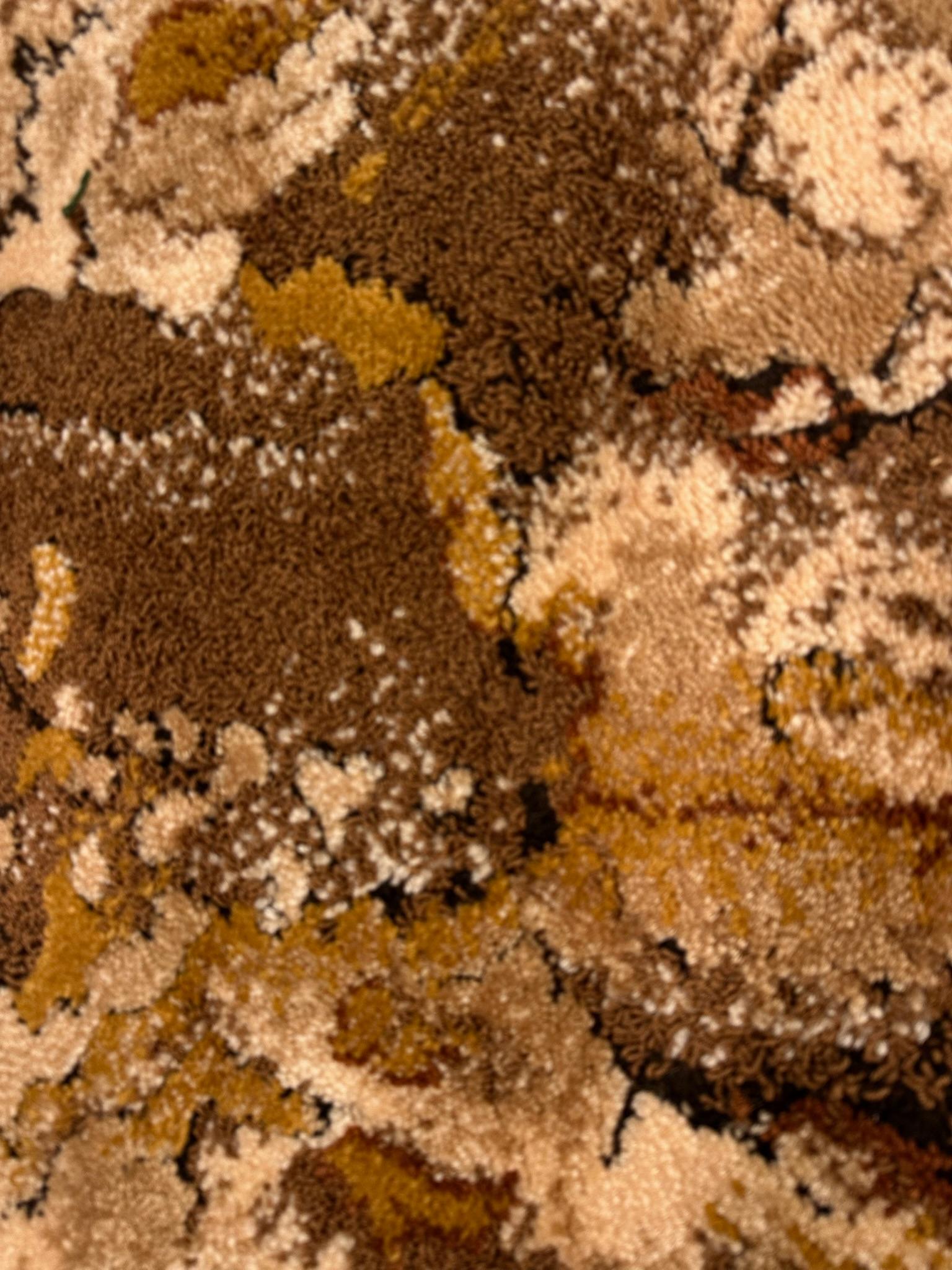 60's 70's Alfombra Rya Abstracta De Lana Marrón SIN USAR Moderna De Mitad De Siglo en venta 1