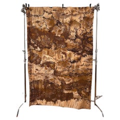 60's 70's Abstract Shades Of Brown Wool UNUSED Mid Century Modern Rya Rug