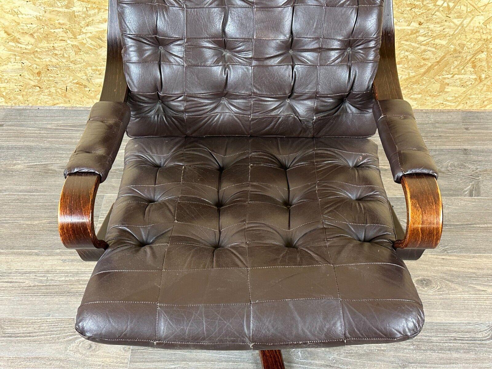 60s 70s armchair Easy Chair leather armchair swivel armchair Danish Modern Desig For Sale 5