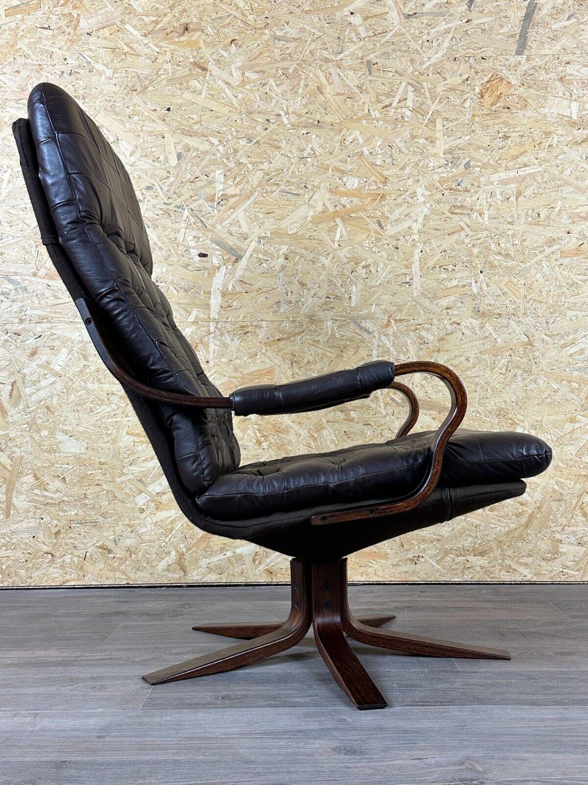 60s 70s armchair Easy Chair leather armchair swivel armchair Danish Modern Desig For Sale 6