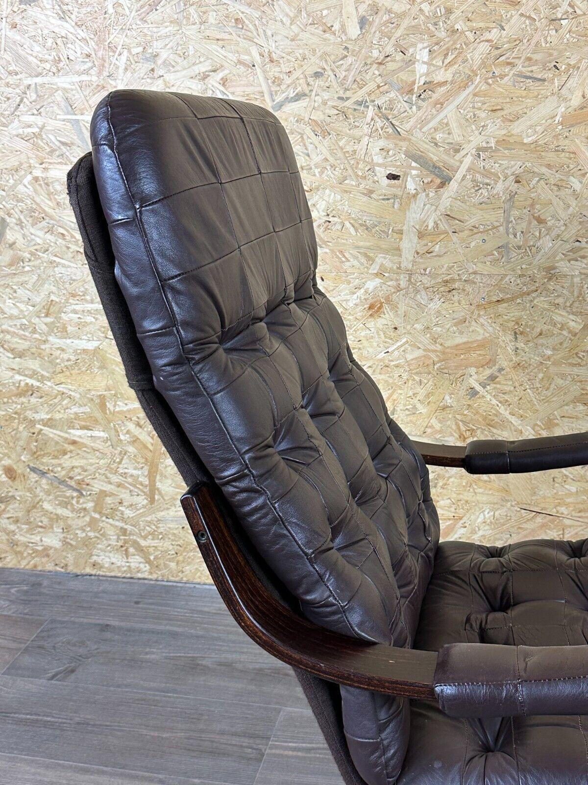 60s 70s armchair Easy Chair leather armchair swivel armchair Danish Modern Desig For Sale 7