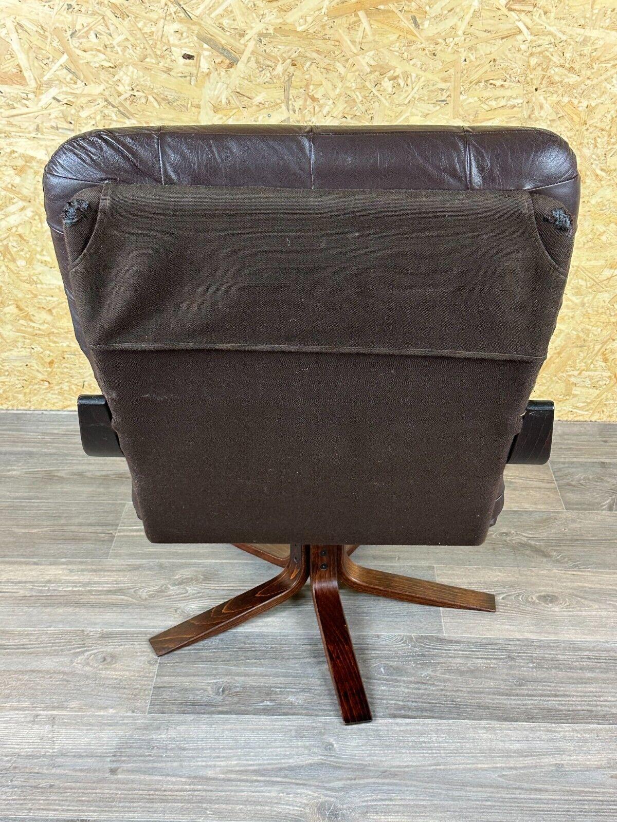 60s 70s armchair Easy Chair leather armchair swivel armchair Danish Modern Desig For Sale 9
