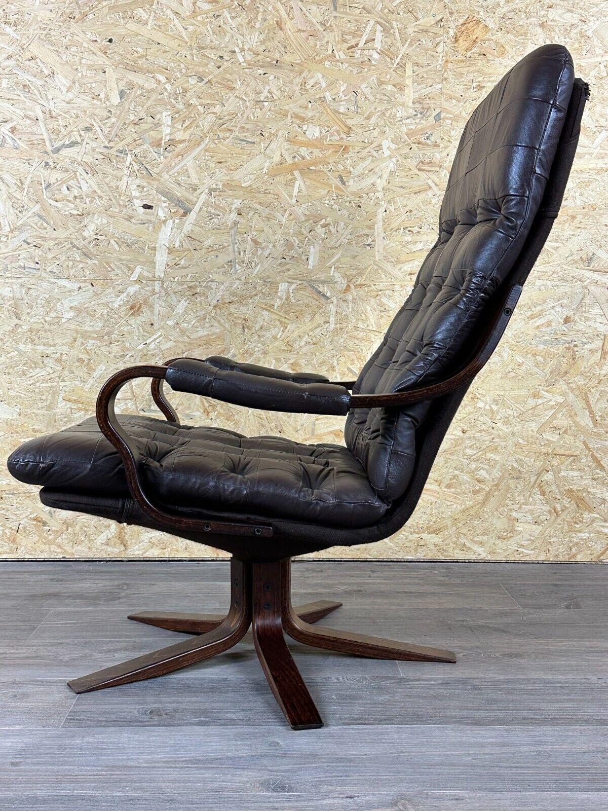60s 70s armchair Easy Chair leather armchair swivel armchair Danish Modern Desig For Sale 11