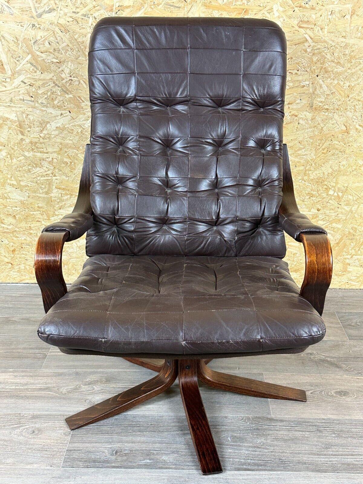 Metal 60s 70s armchair Easy Chair leather armchair swivel armchair Danish Modern Desig For Sale
