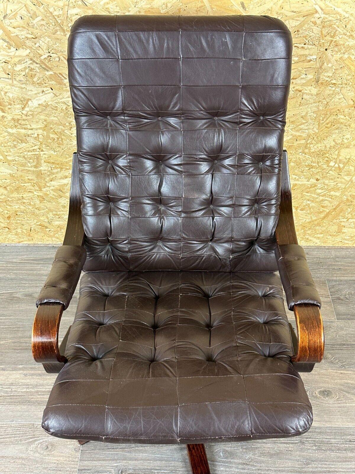 60s 70s armchair Easy Chair leather armchair swivel armchair Danish Modern Desig For Sale 1