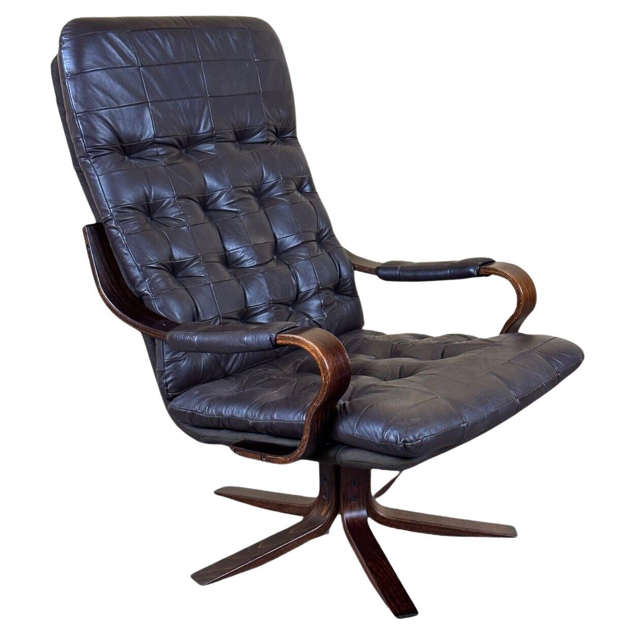 60s 70s armchair Easy Chair leather armchair swivel armchair Danish Modern Desig For Sale