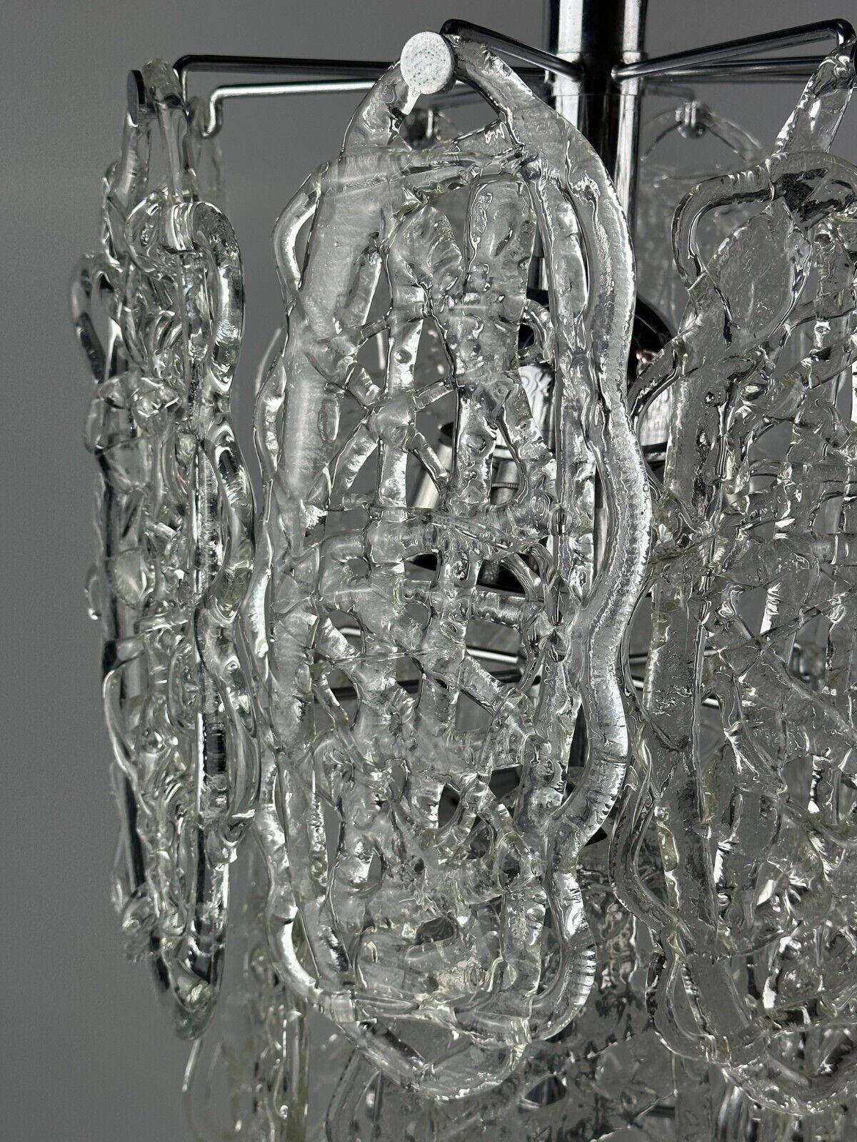 Metal 60s 70s AV Mazzega Chandelier “Ragnatela” Murano Glass Space Age For Sale