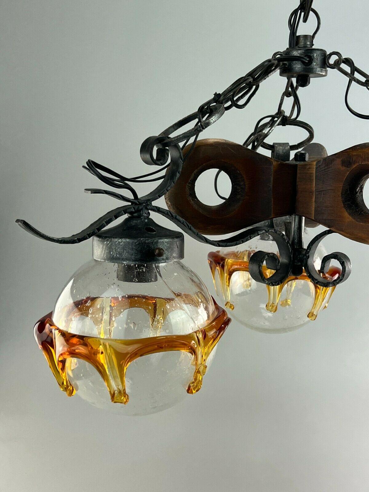 Plafonnier brutaliste des années 60 et 70 - Lampe suspendue en fer et verre de Murano  Bon état - En vente à Neuenkirchen, NI