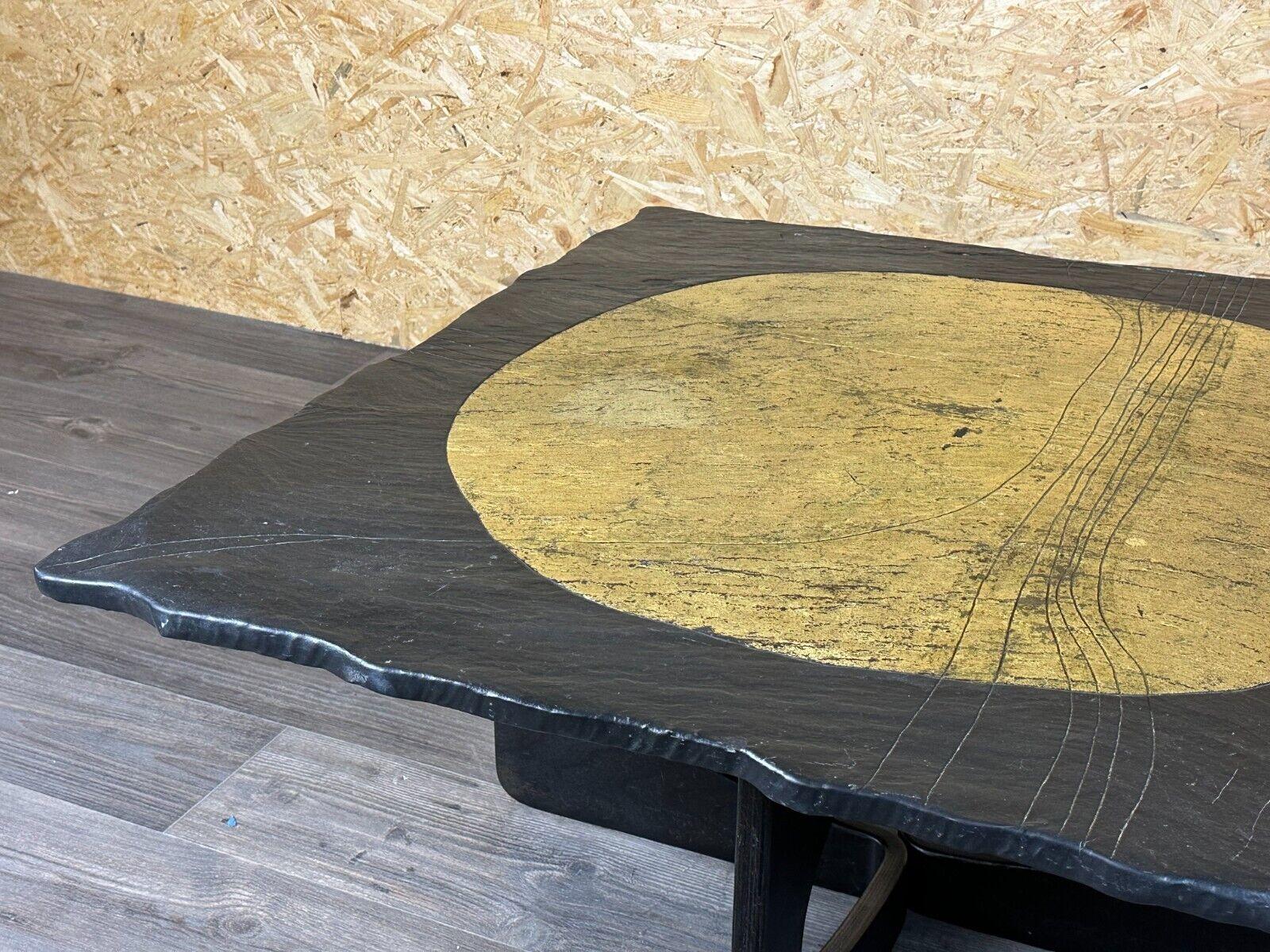 60s 70s Brutalist Coffee Table Side Table Slate Top Design For Sale 8