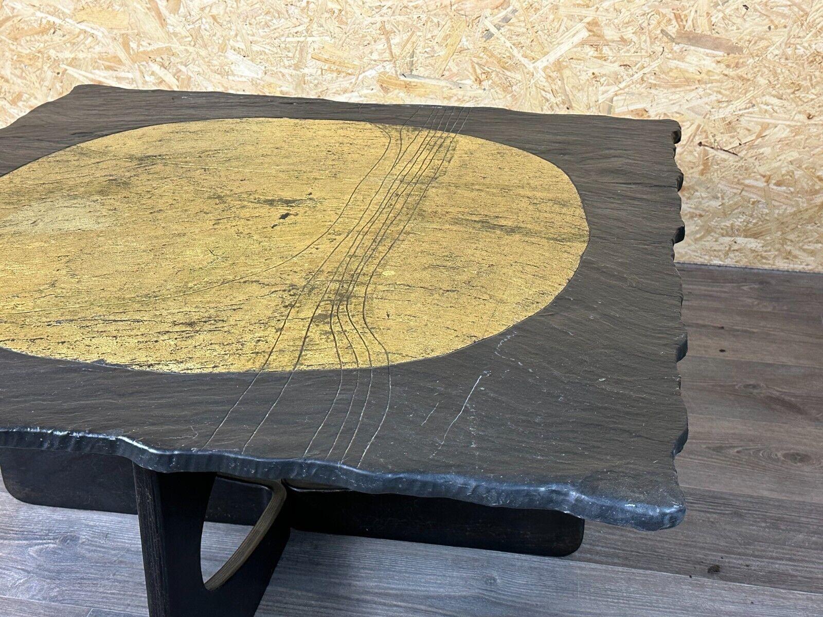 60s 70s Brutalist Coffee Table Side Table Slate Top Design For Sale 9