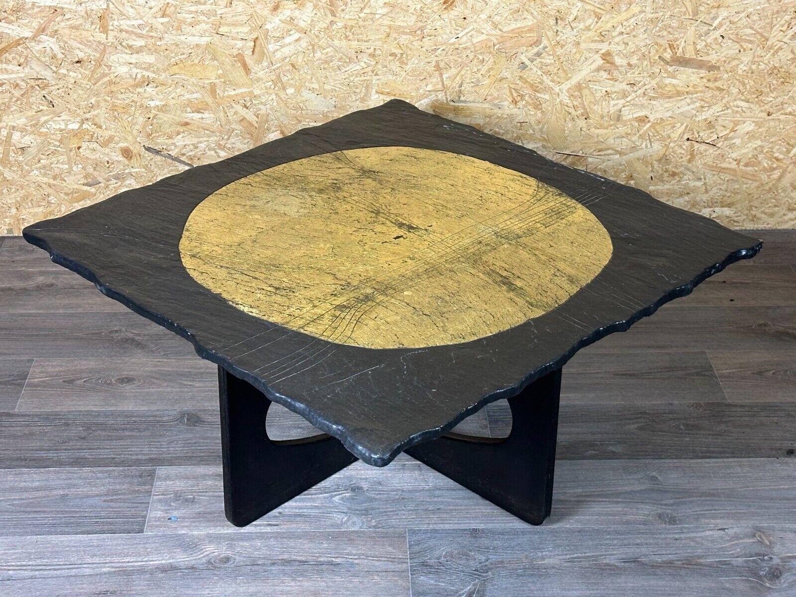 60s 70s Brutalist Coffee Table Side Table Slate Top Design For Sale 11