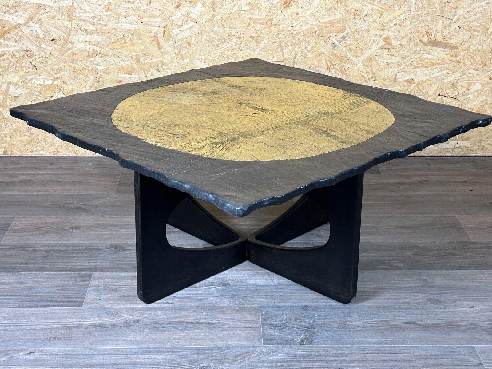 60s 70s Brutalist Coffee Table Table d'appoint Slate Top Design en vente 11