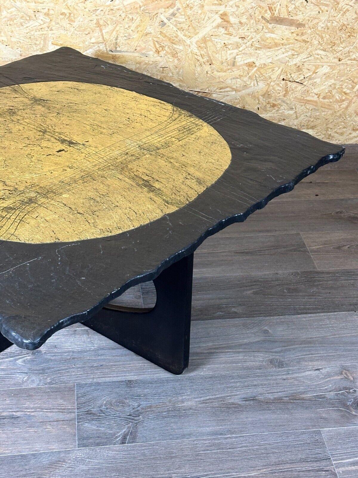 60s 70s Brutalist Coffee Table Side Table Slate Top Design For Sale 14