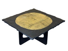 60s 70s Brutalist Coffee Table Side Table Slate Top Design