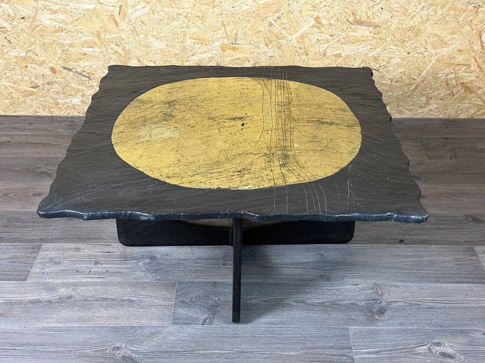 German 60s 70s Brutalist Coffee Table Side Table Slate Top Design For Sale