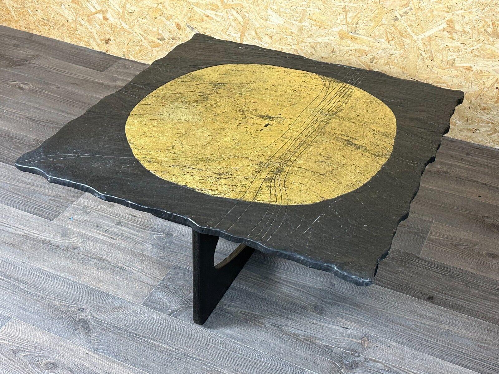 60s 70s Brutalist Coffee Table Side Table Slate Top Design In Good Condition For Sale In Neuenkirchen, NI
