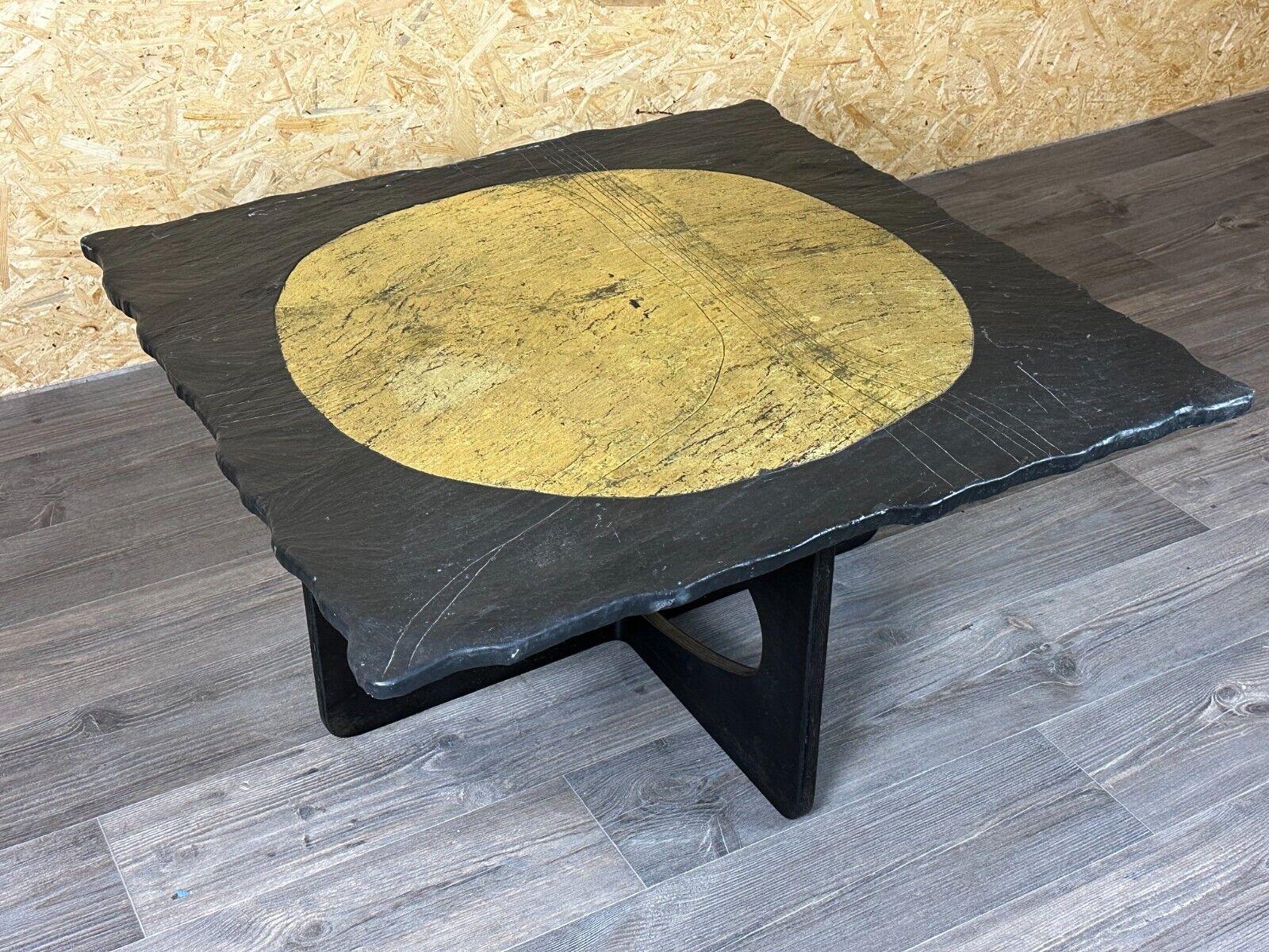Late 20th Century 60s 70s Brutalist Coffee Table Side Table Slate Top Design For Sale