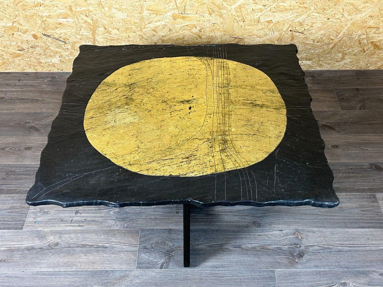 60s 70s Brutalist Coffee Table Side Table Slate Top Design For Sale 1