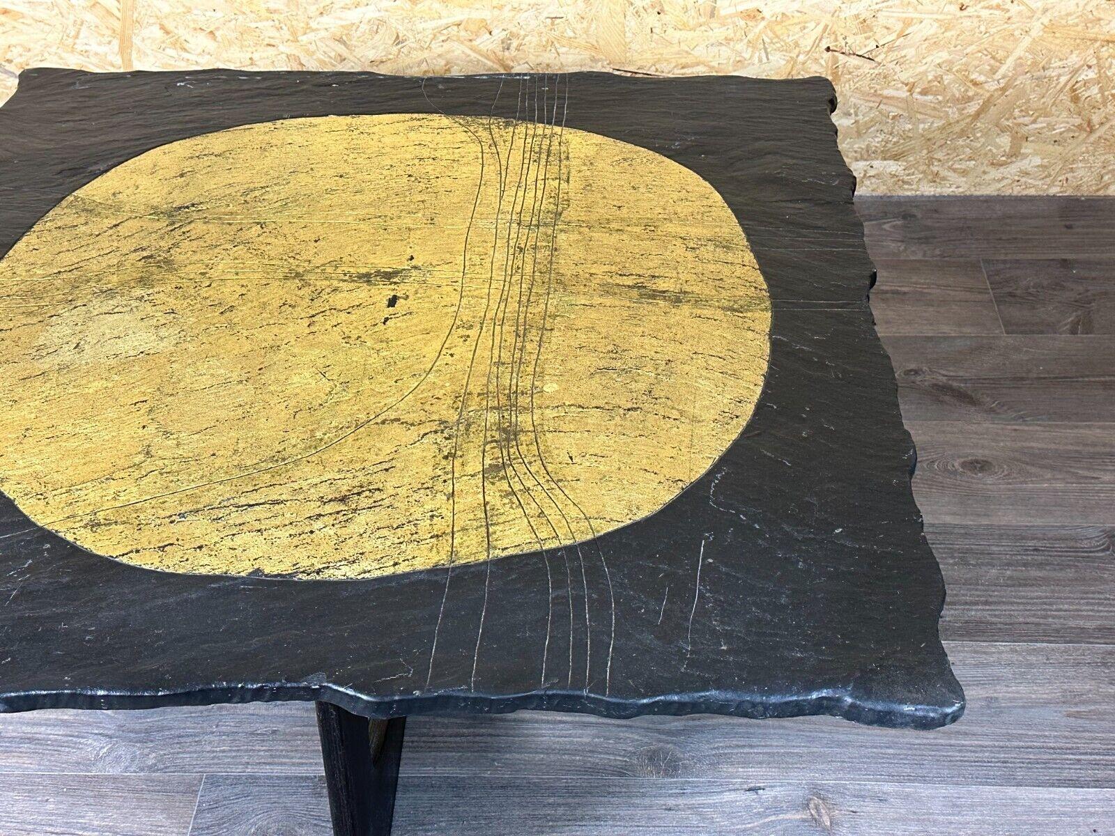 60s 70s Brutalist Coffee Table Side Table Slate Top Design For Sale 3