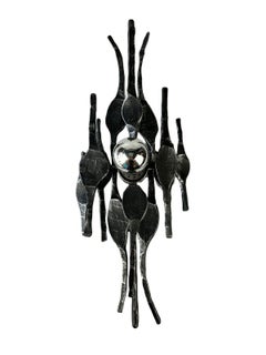 60's 70's Brutalist Wandlampe Eisen & Glas Wandleuchter Design