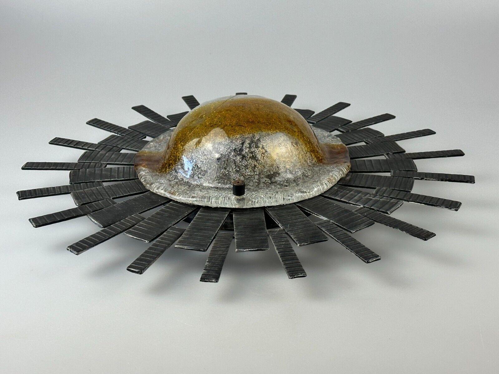 60s 70s Brutalist Wall Lamp Iron Glass Wall Sconce Space Age Design For Sale 4