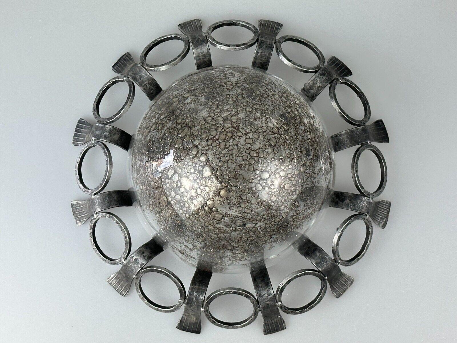 60s 70s Brutalist wall lamp or ceiling lamp made of iron & glass design For Sale 4