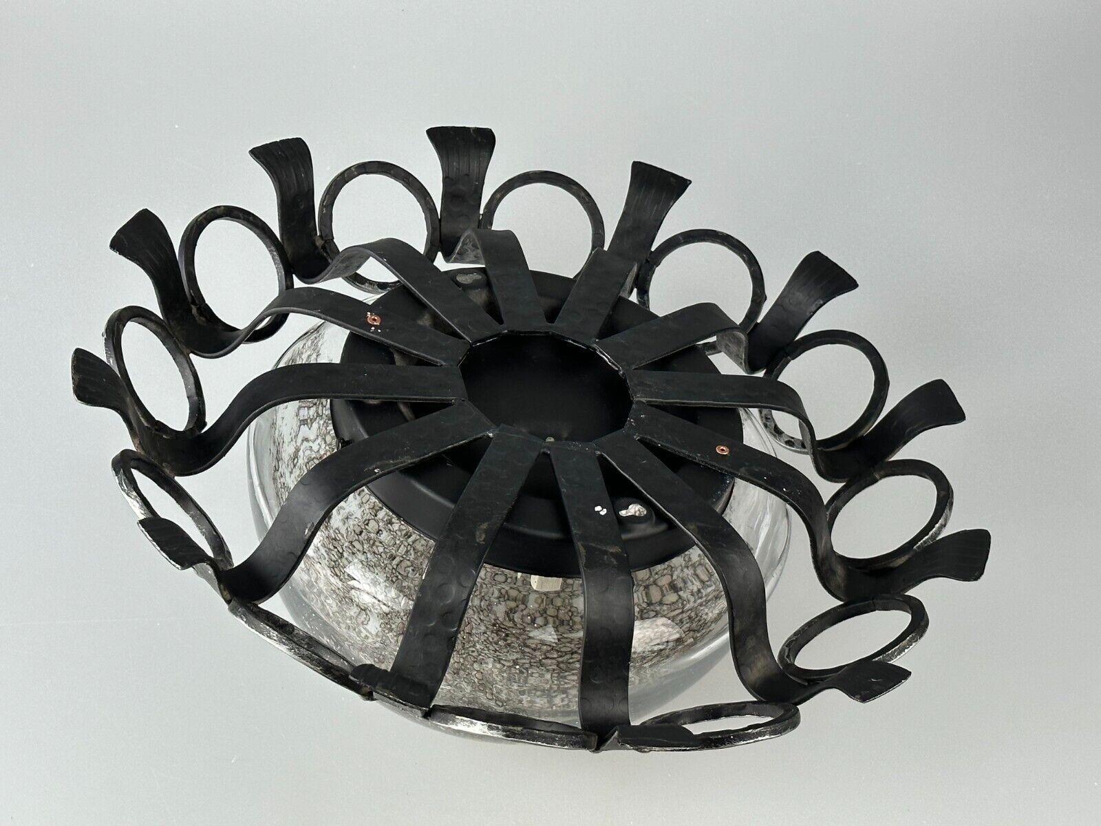 60s 70s Brutalist wall lamp or ceiling lamp made of iron & glass design For Sale 11