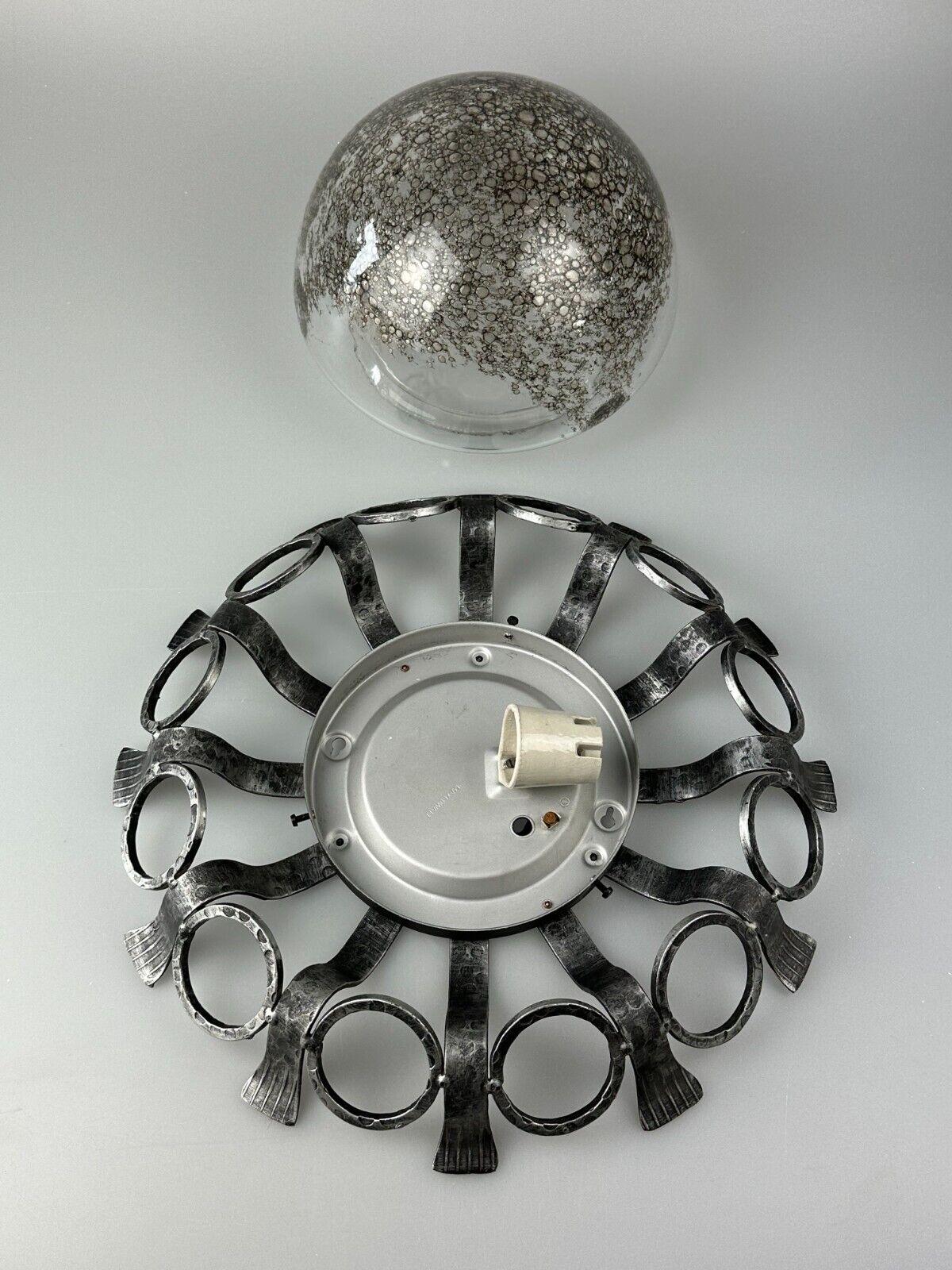60s 70s Brutalist wall lamp or ceiling lamp made of iron & glass design For Sale 12