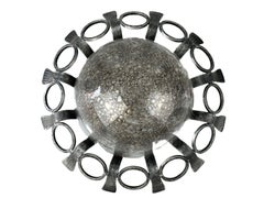 60s 70s Brutalist wall lamp or ceiling lamp made of iron & glass design