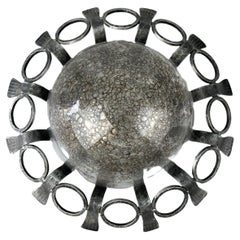 60s 70s Brutalist wall lamp or ceiling lamp made of iron & glass design