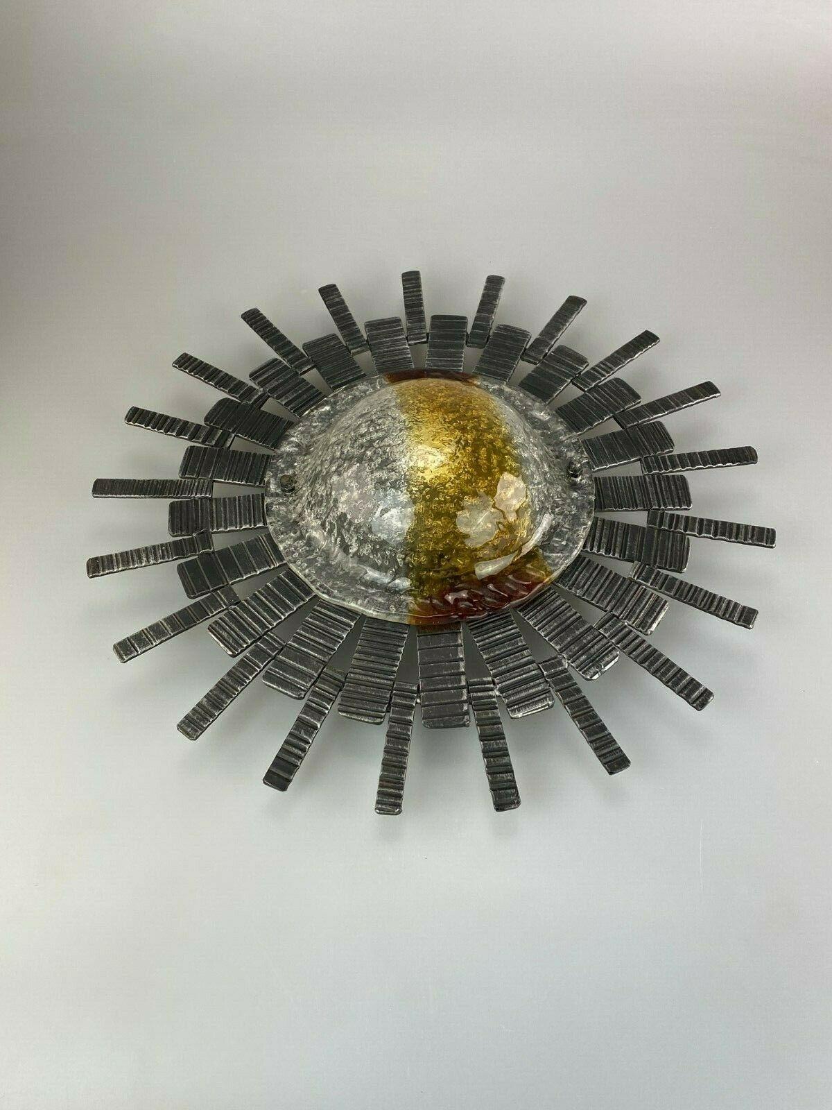 60s 70s Brutalist Wall Lamp Sconce Iron & Glass Wall Lamp 60s 70s For Sale 3
