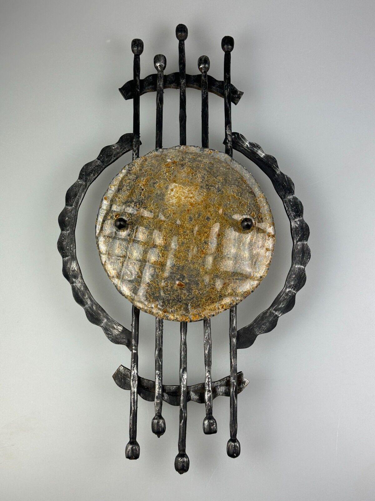 60s 70s Brutalist Wall Lamp Sconce Iron & Glass Wall Sconce Design For Sale 10
