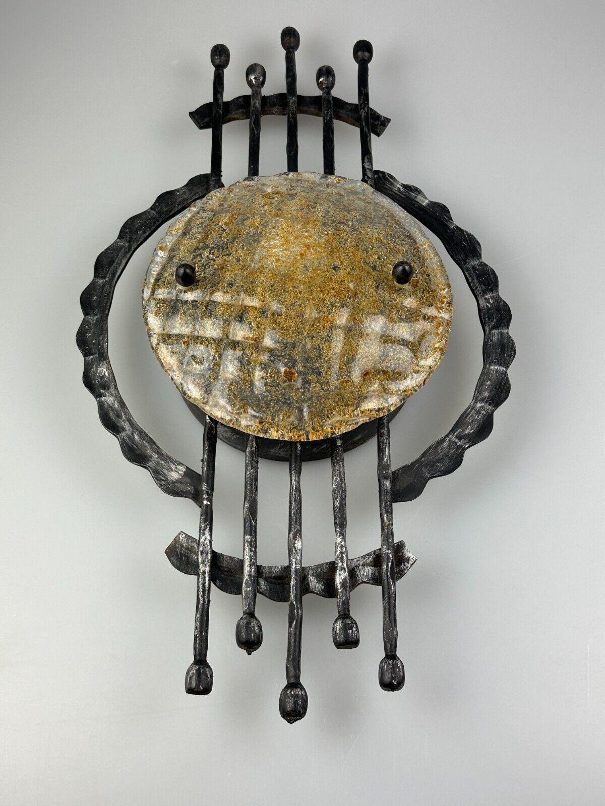 60s 70s Brutalist Wall Lamp Sconce Iron & Glass Wall Sconce Design For Sale 11