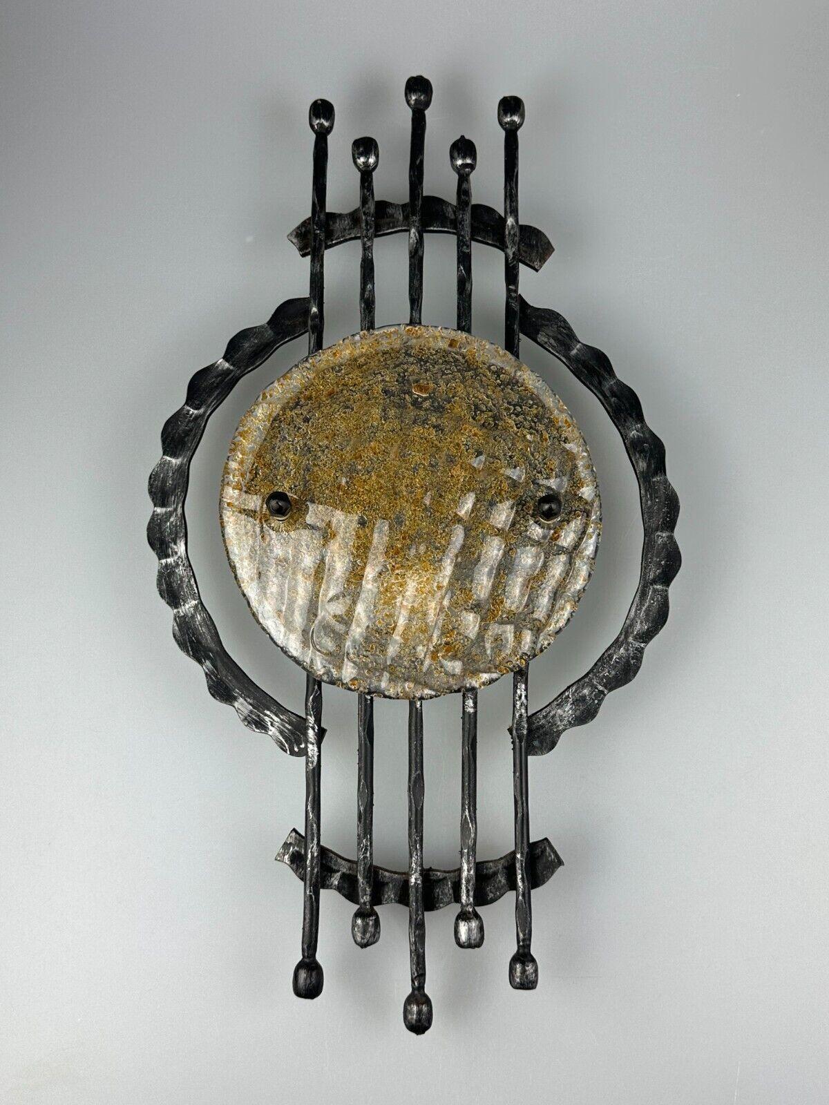 German 60s 70s Brutalist Wall Lamp Sconce Iron & Glass Wall Sconce Design For Sale