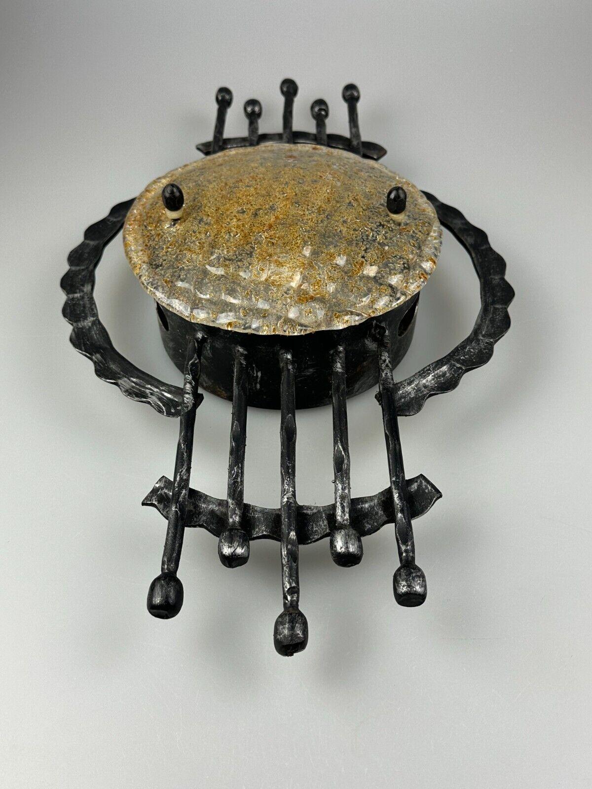 60s 70s Brutalist Wall Lamp Sconce Iron & Glass Wall Sconce Design For Sale 2