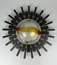 Applique murale brutaliste des années 60 et 70 en fer et verre par Honsel Leuchten