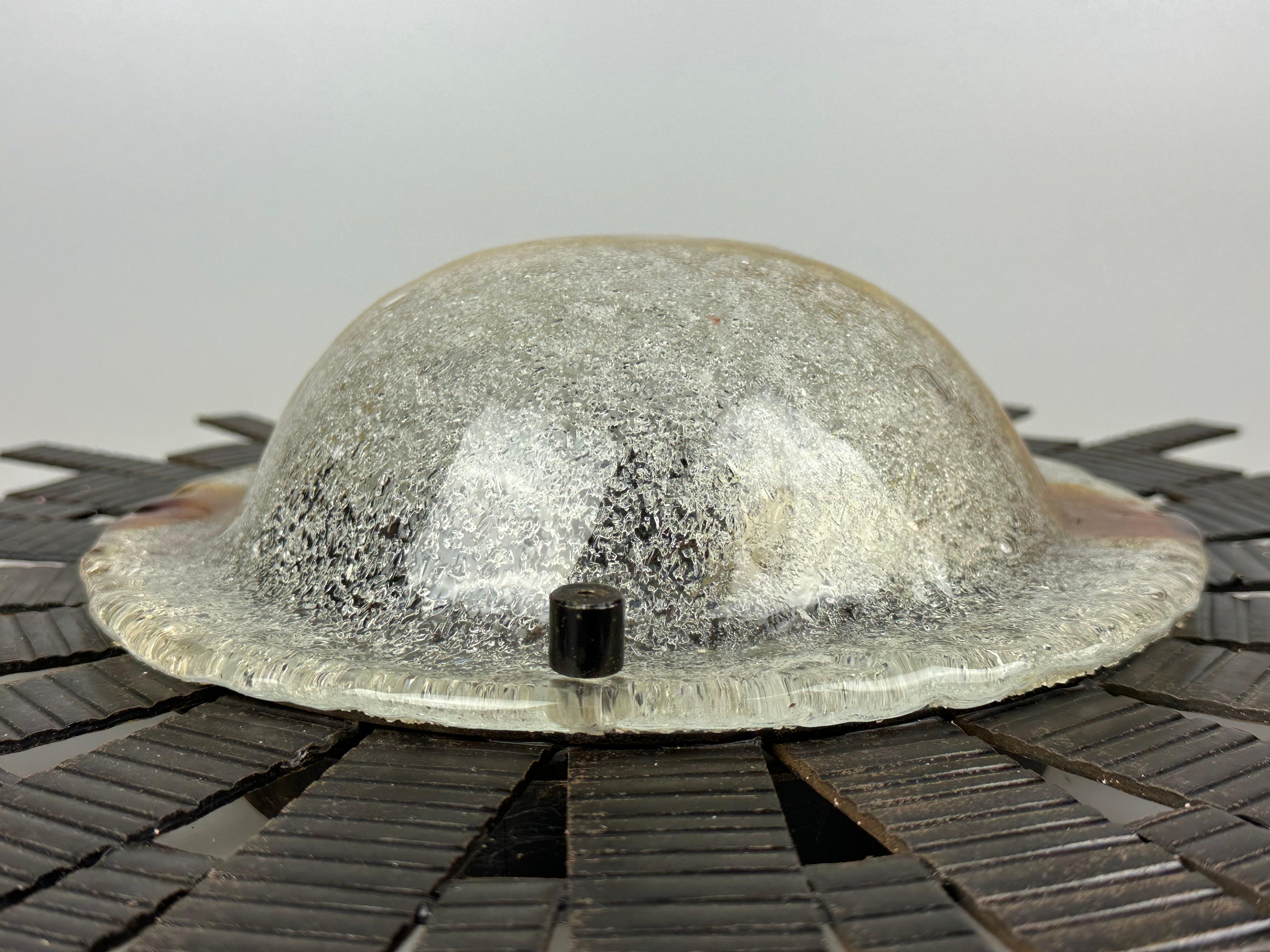 Metal 60s 70s Brutalist wall lamp wall light iron & glass by Honsel Leuchten For Sale