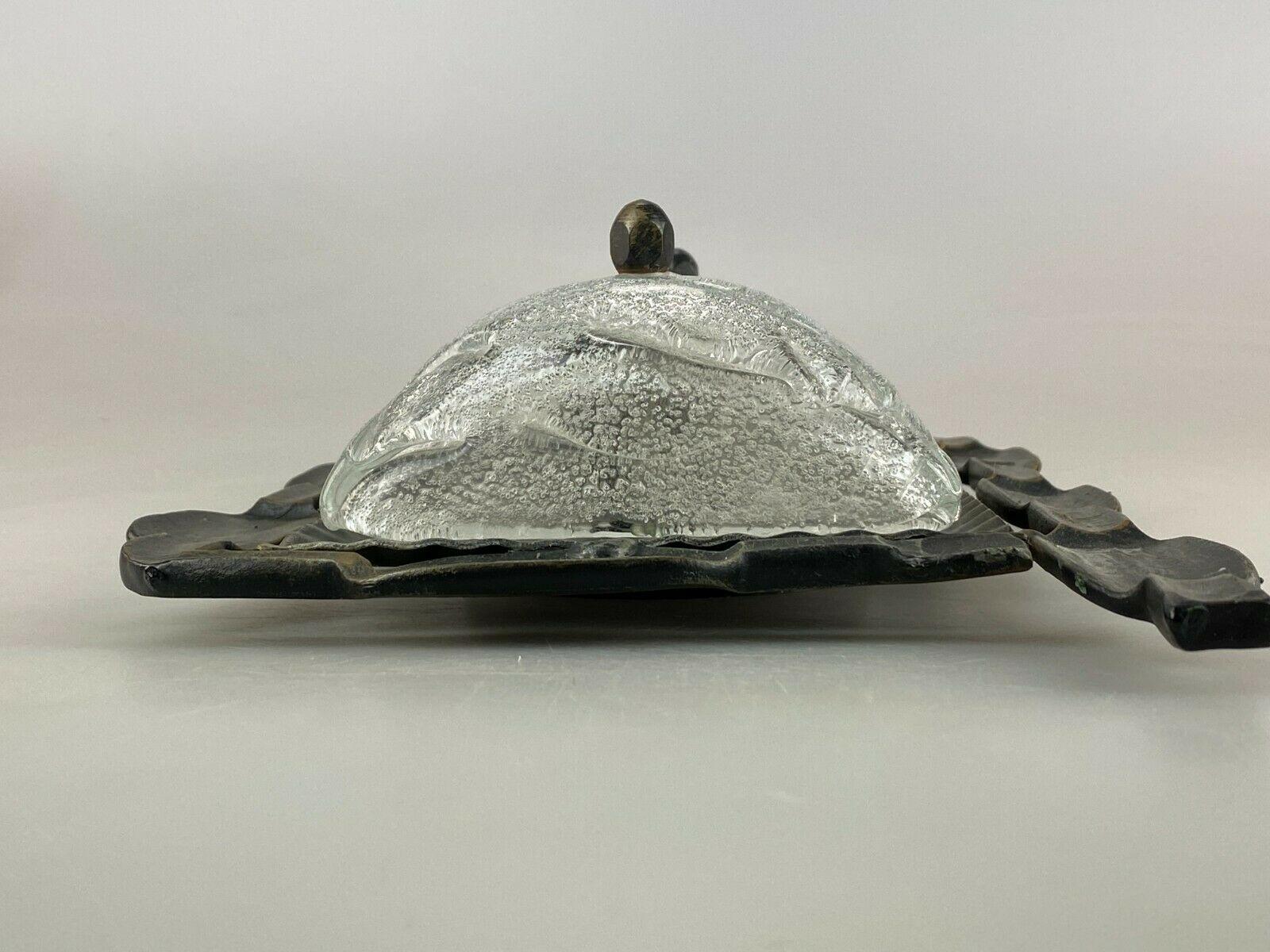 Late 20th Century 60s 70s Brutalist Wall Sconce Iron & Glass Wall Lamp Design For Sale