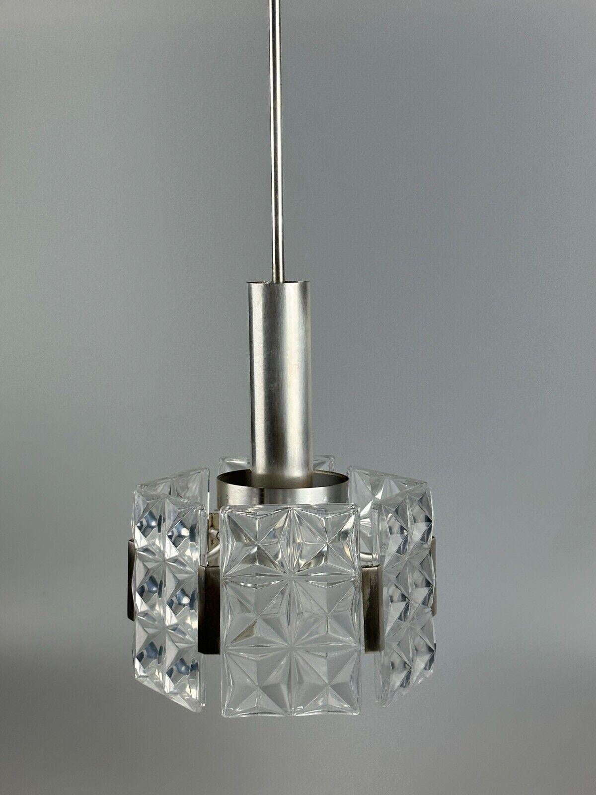 60s 70s ceiling lamp chandelier Hillebrand Leuchten Germany glass metal For Sale 7