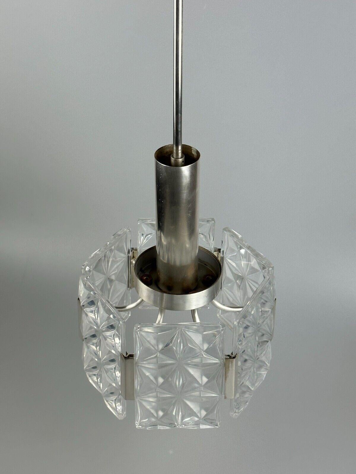 60s 70s ceiling lamp chandelier Hillebrand Leuchten Germany glass metal For Sale 8