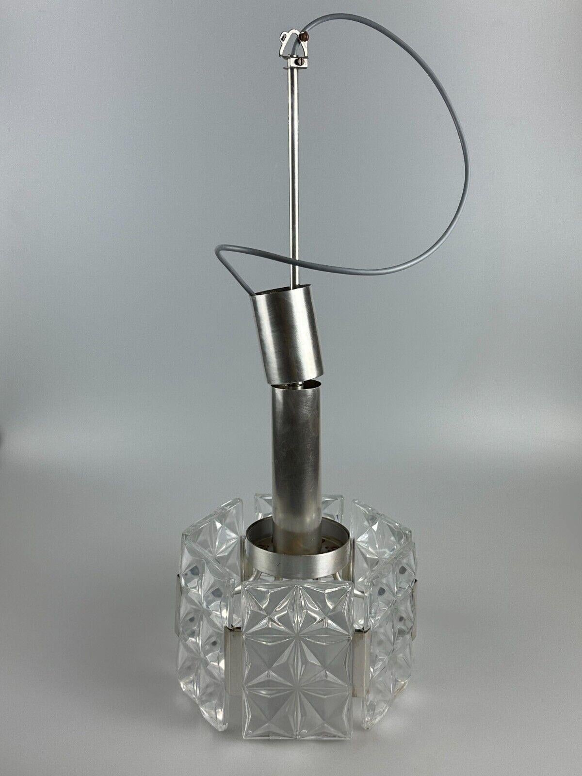 60s 70s ceiling lamp chandelier Hillebrand Leuchten Germany glass metal For Sale 9