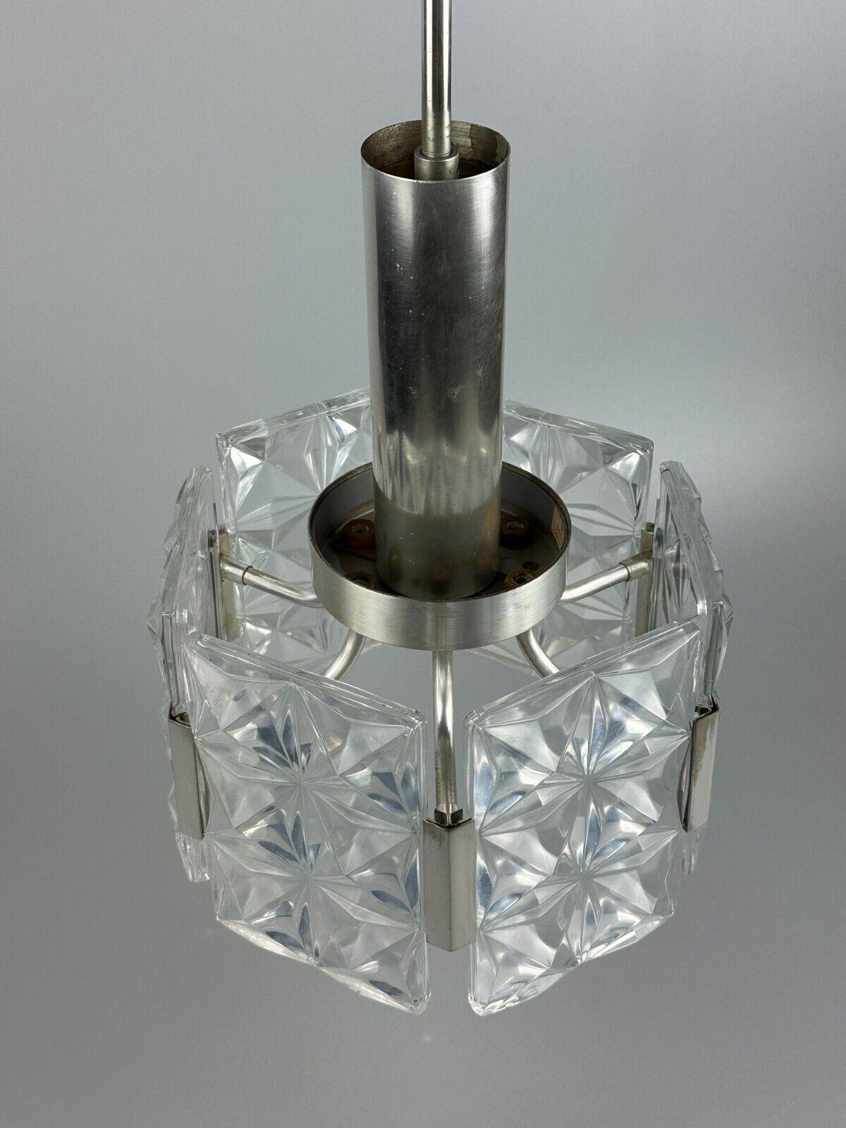 Mid-20th Century 60s 70s ceiling lamp chandelier Hillebrand Leuchten Germany glass metal For Sale