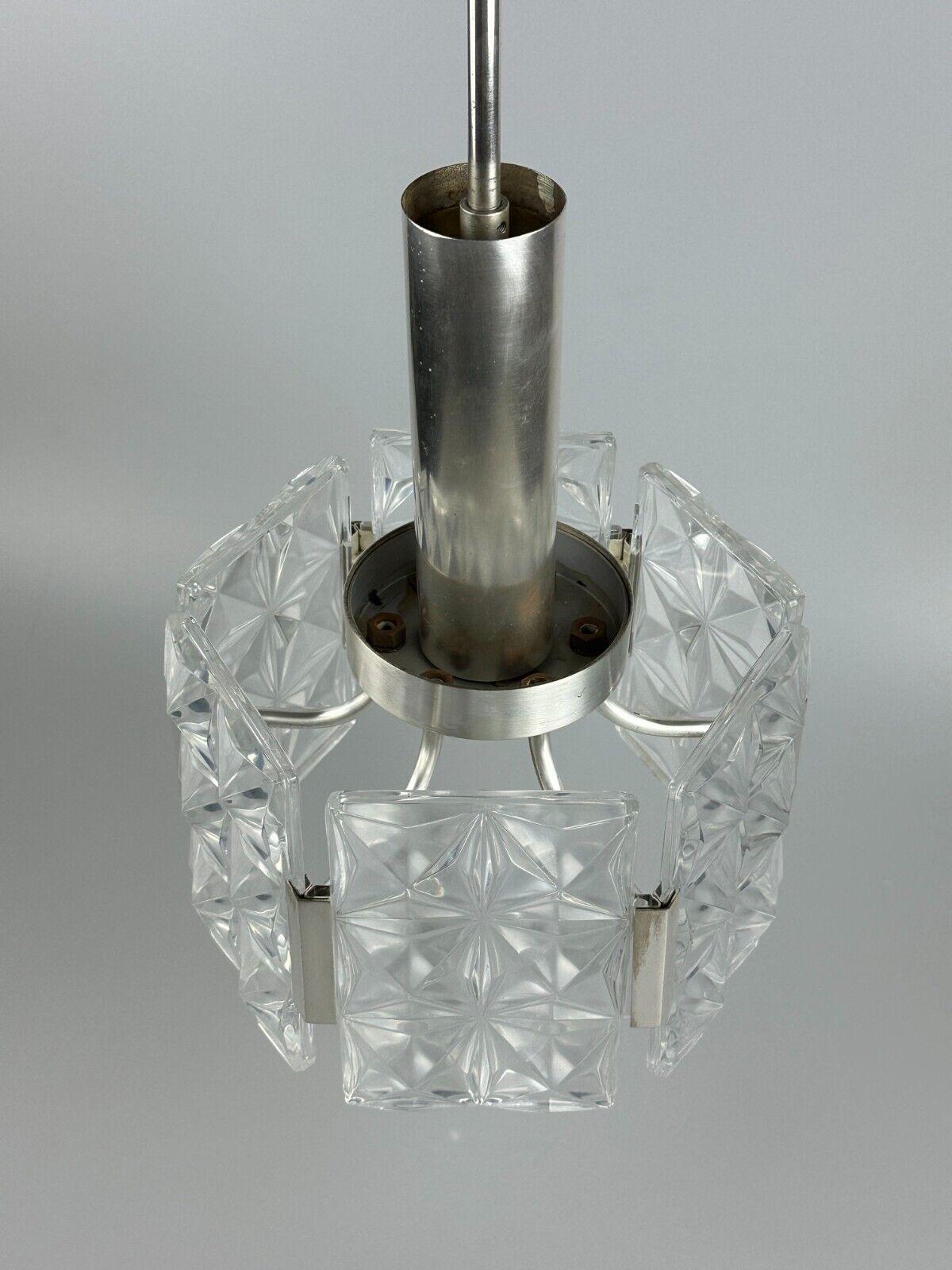 60s 70s ceiling lamp chandelier Hillebrand Leuchten Germany glass metal For Sale 1