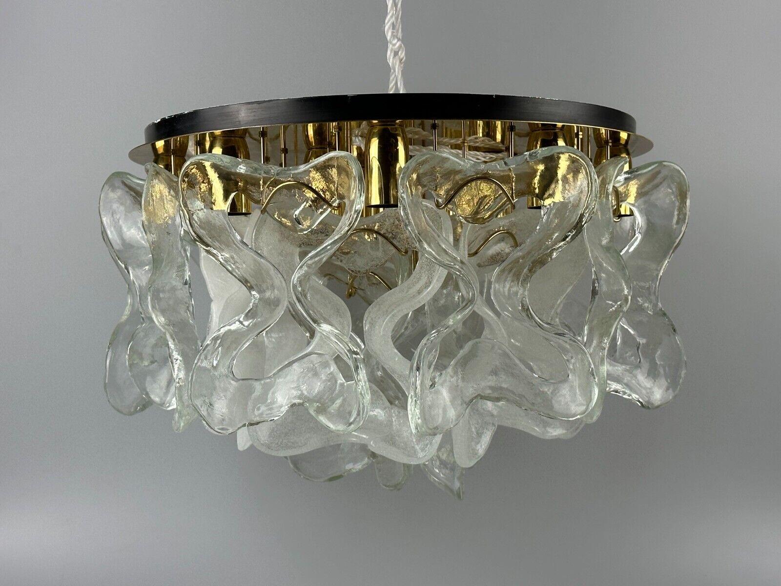 60s 70s ceiling lamp chandelier J.T. Kalmar Franken Austria ice glass For Sale 4