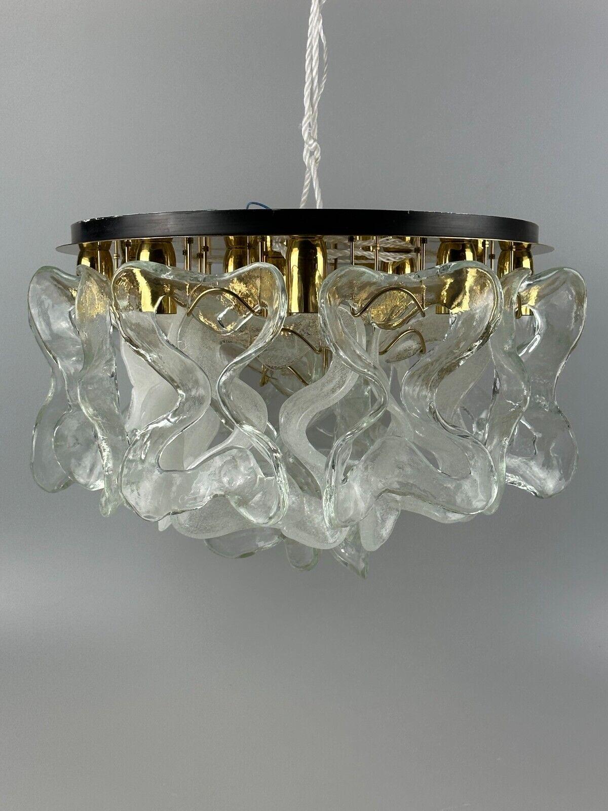 60s 70s ceiling lamp chandelier J.T. Kalmar Franken Austria ice glass 6