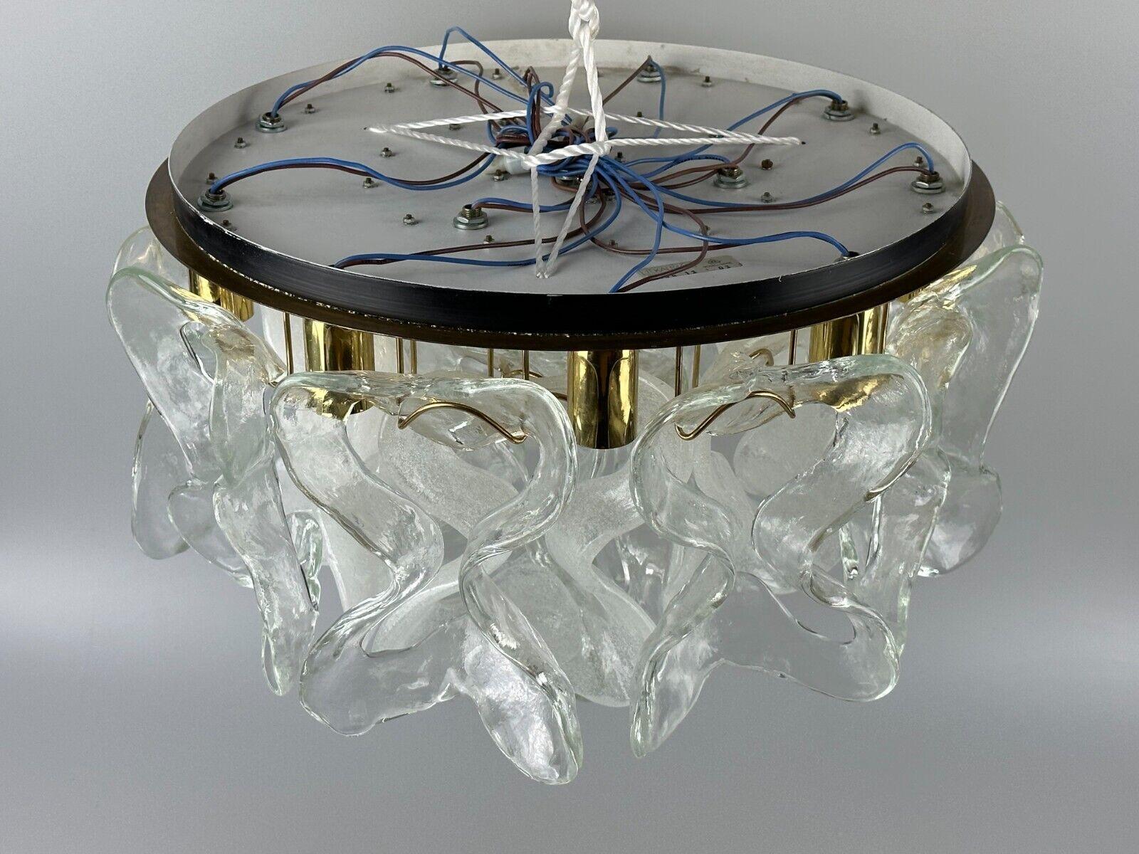 60s 70s ceiling lamp chandelier J.T. Kalmar Franken Austria ice glass For Sale 7