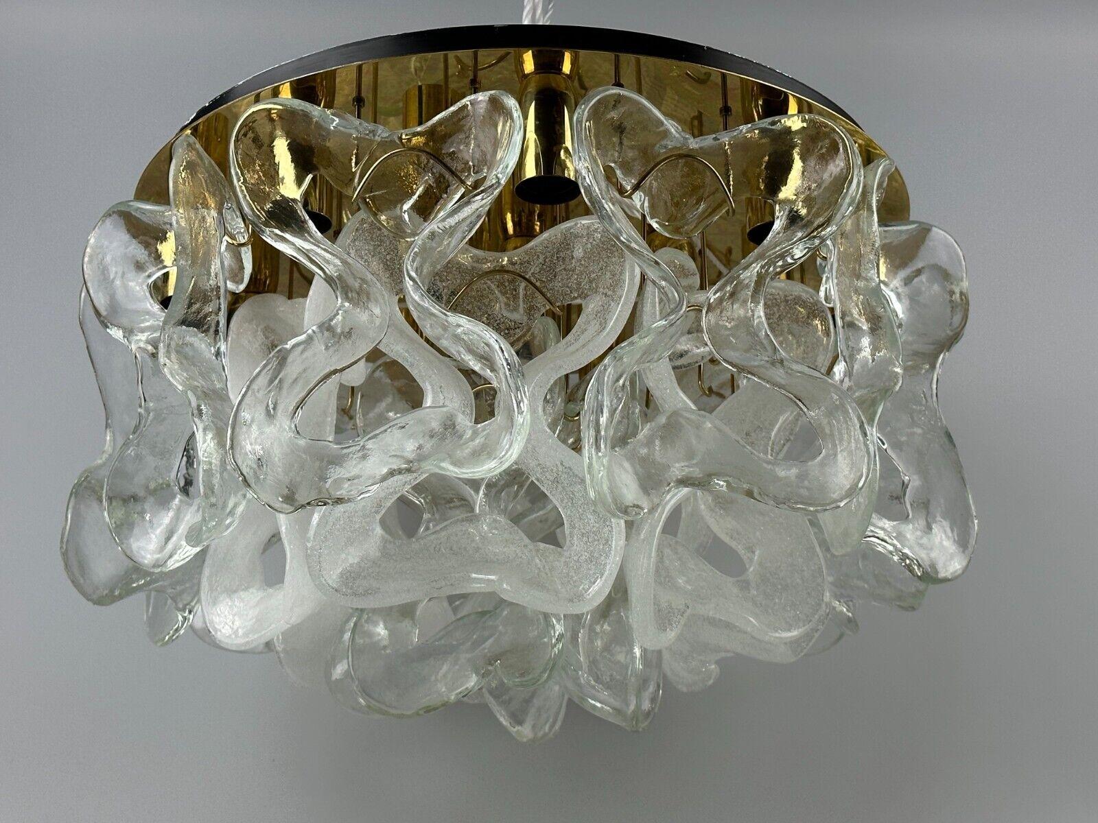 60s 70s ceiling lamp chandelier J.T. Kalmar Franken Austria ice glass For Sale 10