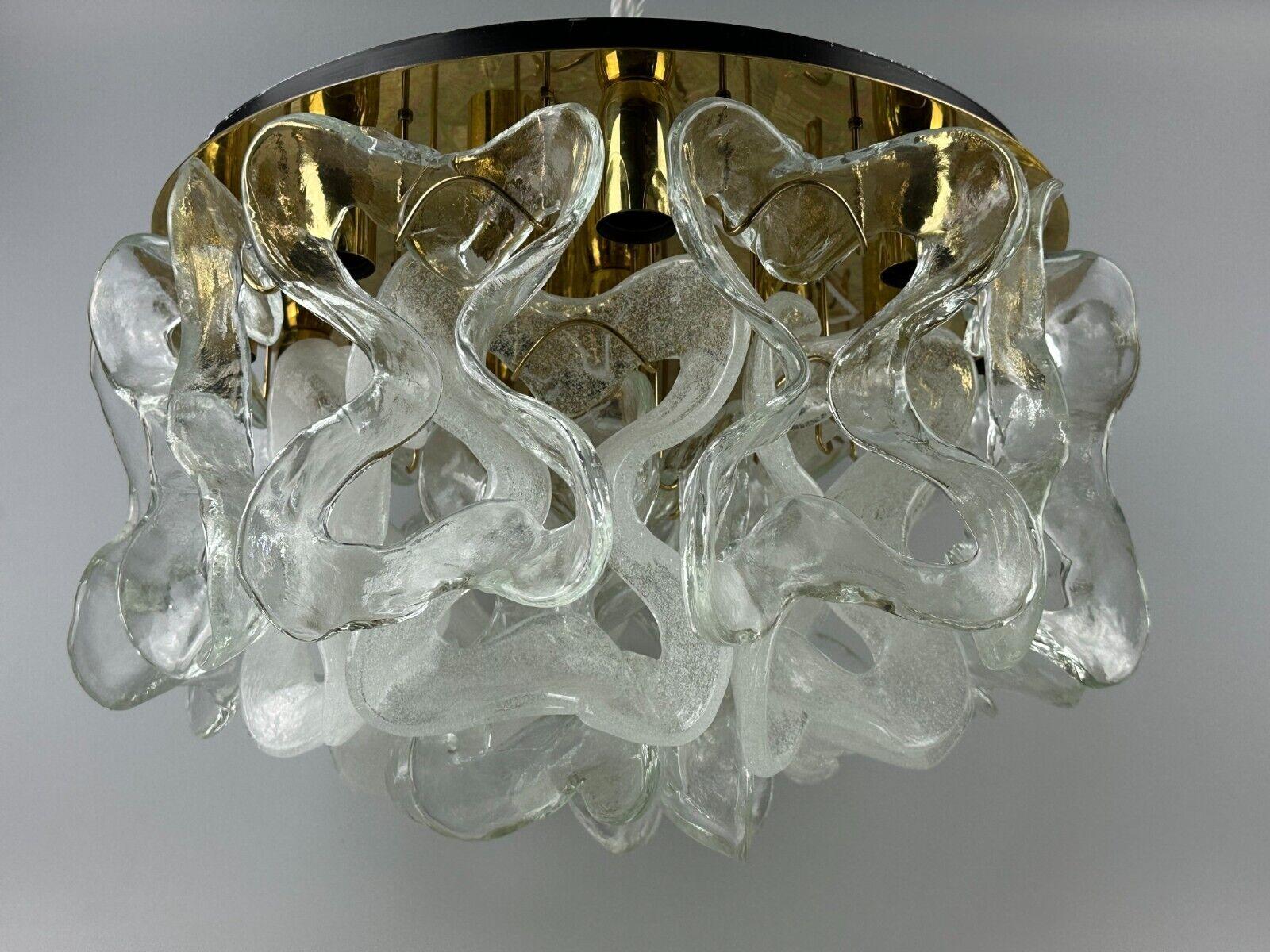 60s 70s ceiling lamp chandelier J.T. Kalmar Franken Austria ice glass For Sale 11